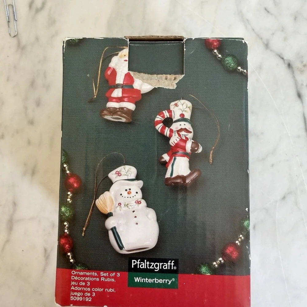 2012 Pfaltzgraff Winterberry Christmas Ornament‎ NIB Snowman Santa Soldier RARE